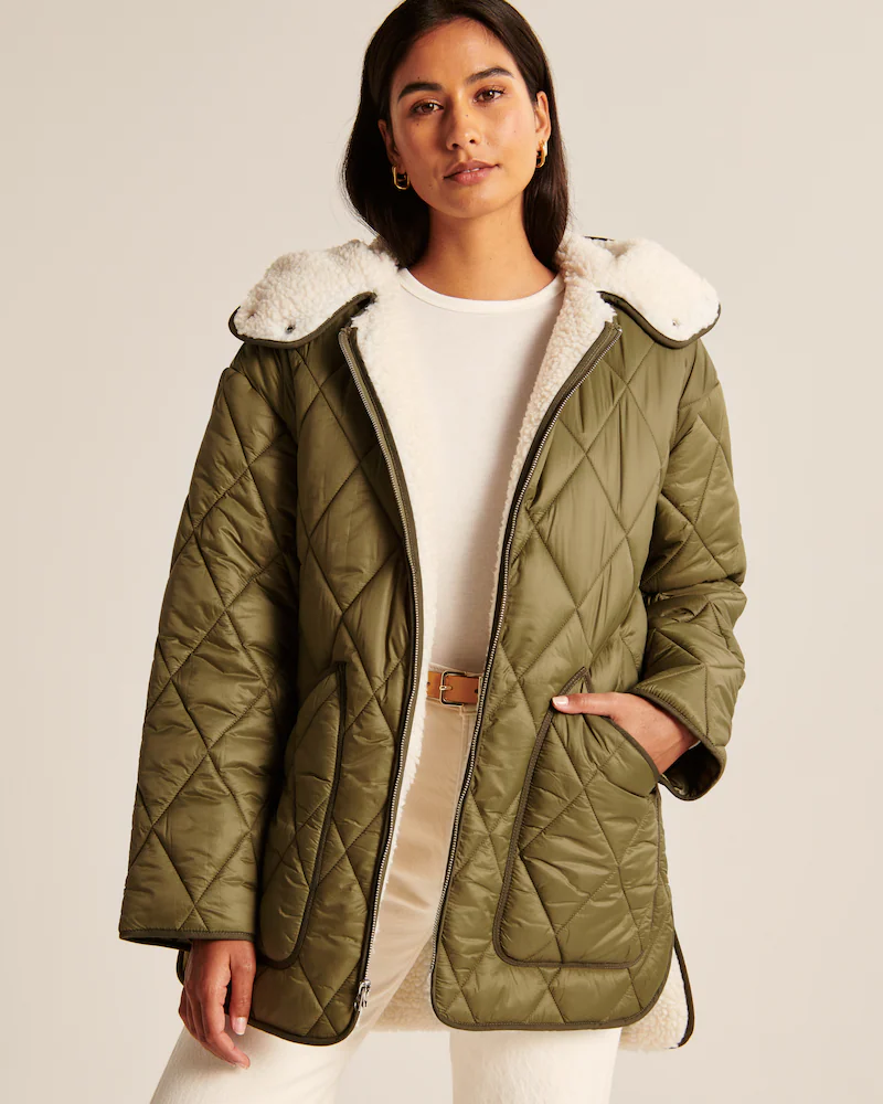 Abercrombie quilted sherpa jacket online