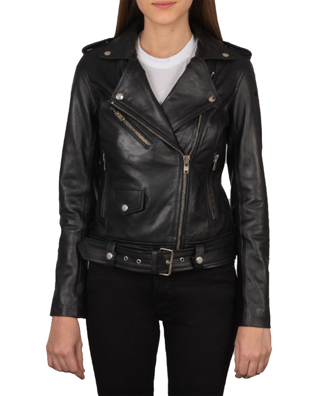 The Jacket Maker + Alison Black Leather Biker Jacket