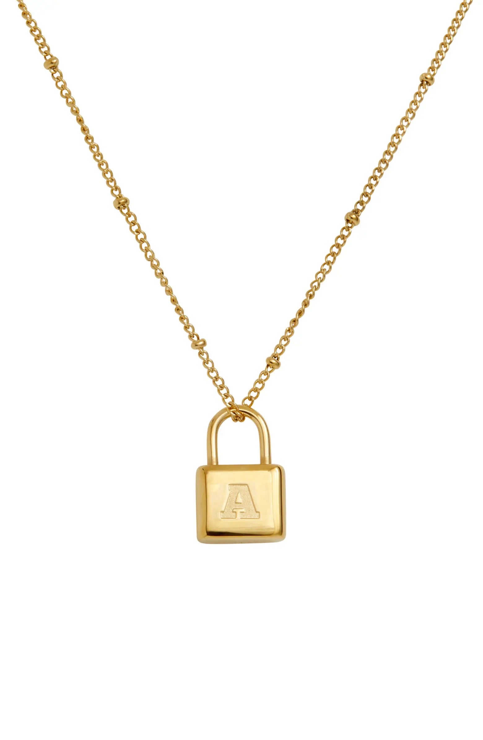 14K Gold Lock Necklace