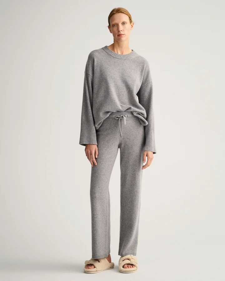 Grey Loungewear Set of 2, Winter Loungewear, Home Outfit, Turtleneck Tunic  and Wide Leg Pants, Plus Size Comfortwear, Minimalist Clothing 