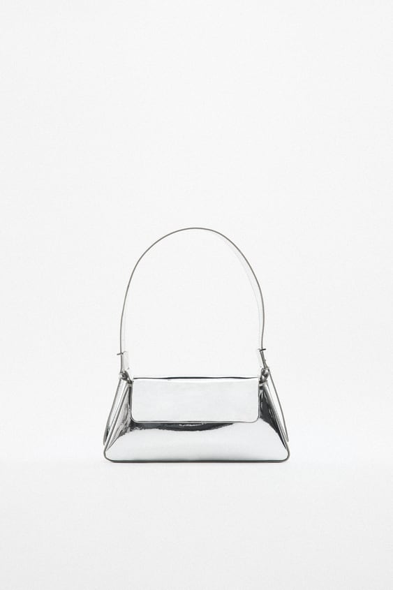 Zara Minimalist metallic shoulder bag with flap