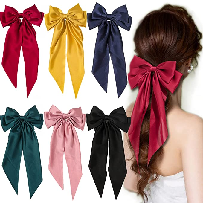 Youorfan + Silky Satin Hair Bows, 6-Piece