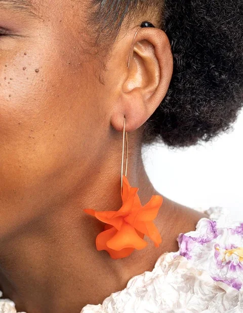 Lovisa + Orange Frosted Flower Drop Earrings