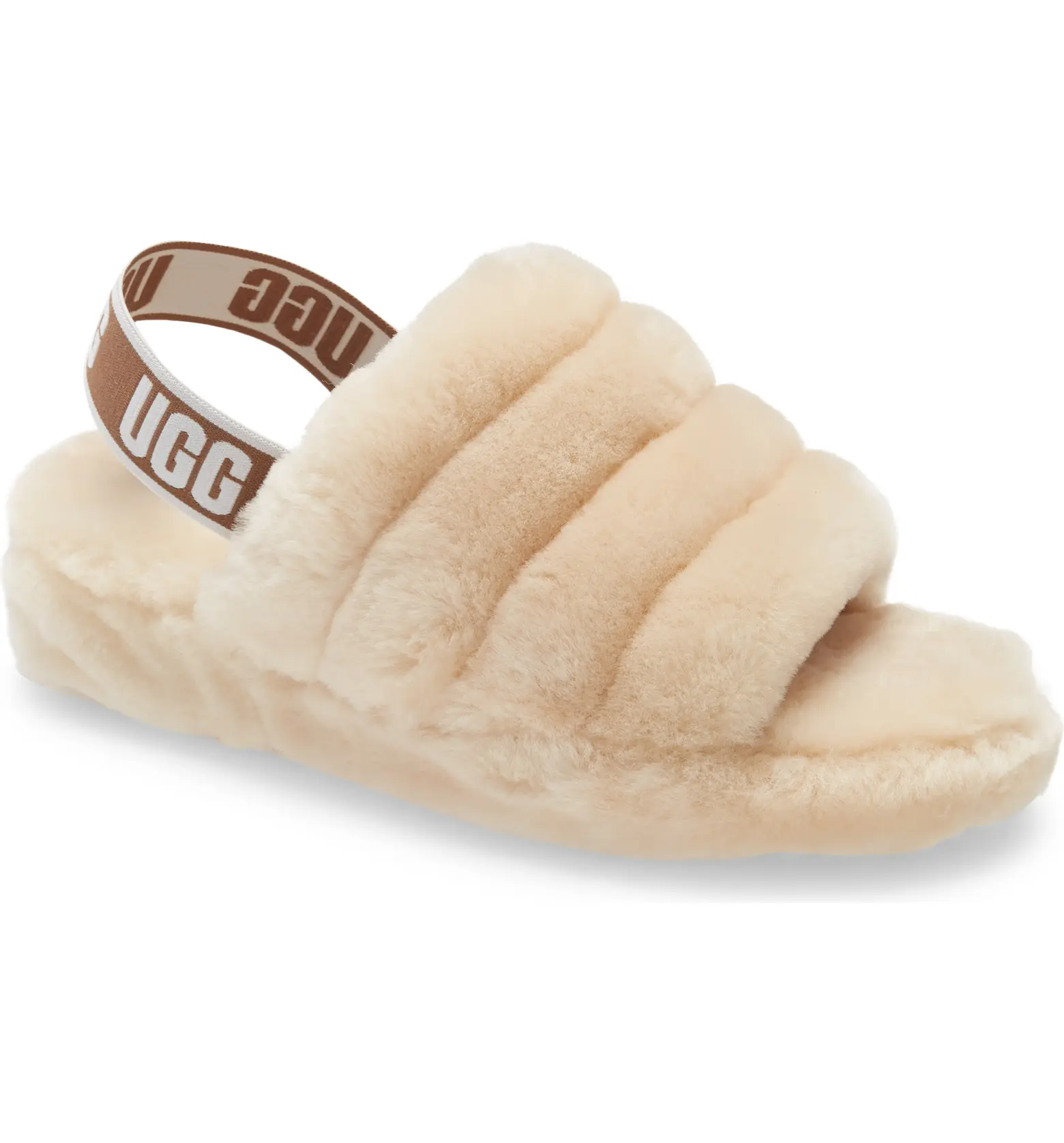 Faux fur 2025 slingback slides
