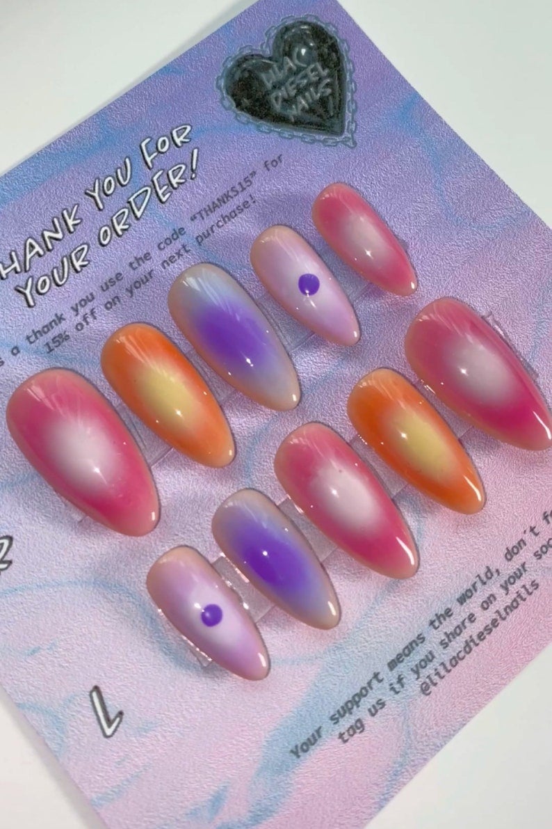 Soft Pastel Gradient Almond Nails