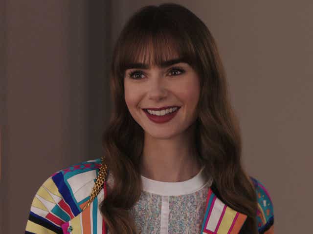Still of Lily Collins as Emily Cooper in S3 of Emily In Paris