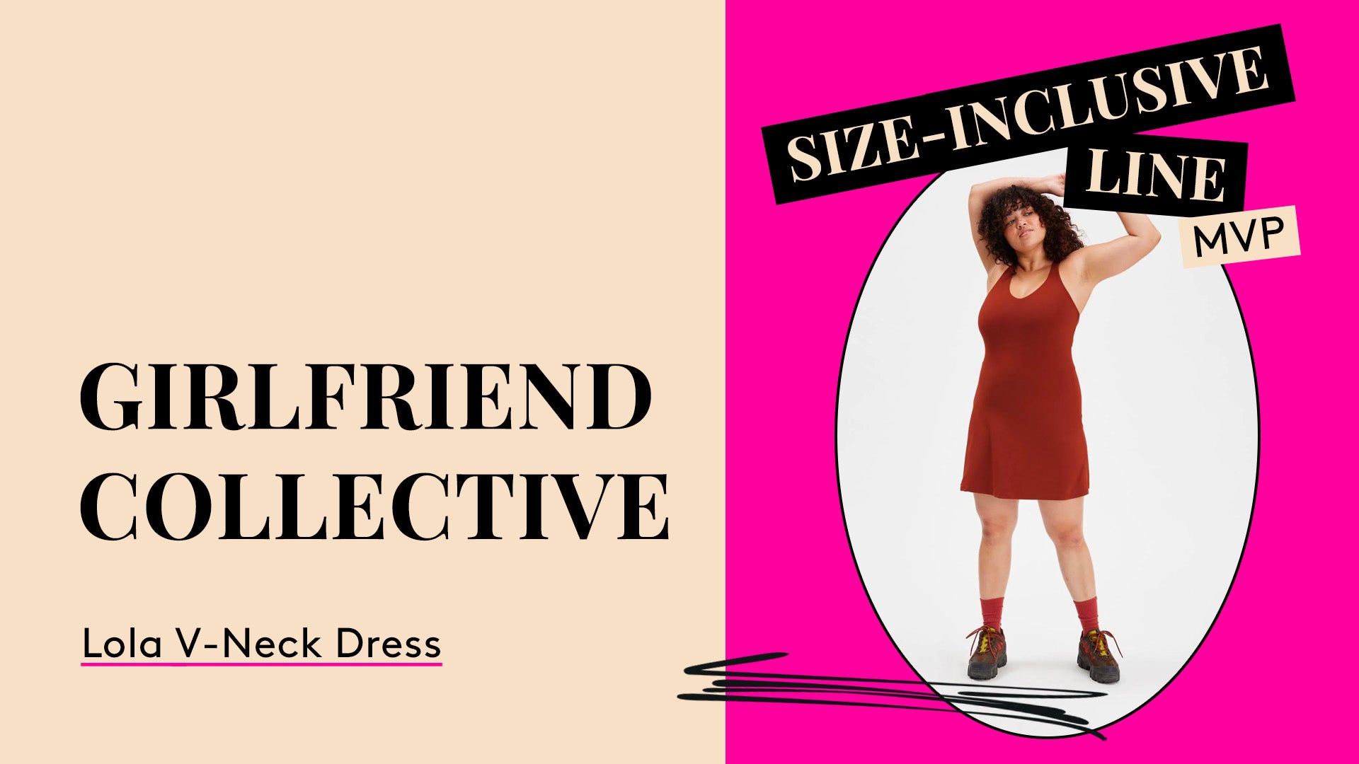 Size-Inclusive Line MVP. Girlfriend Collective Lola V-Neck Dress.