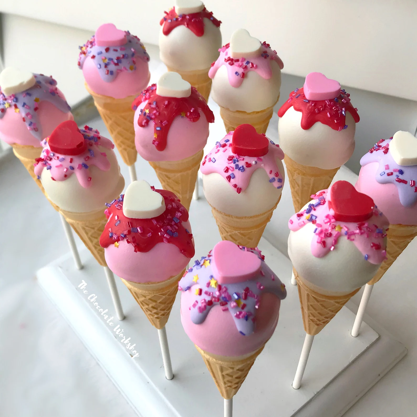 + Valentines Ice Cream Cone Cake Pops
