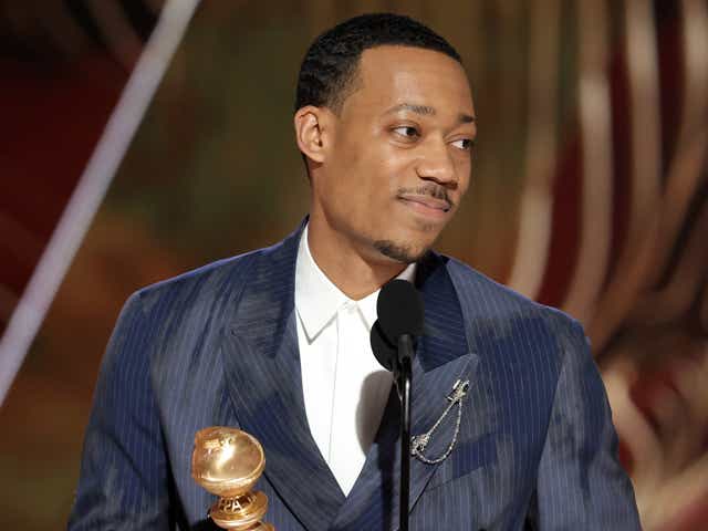 Tyler James Williams accepts the Best Supporting Actor in a Television Series – Musical-Comedy or Drama award for "Abbott Elementary"