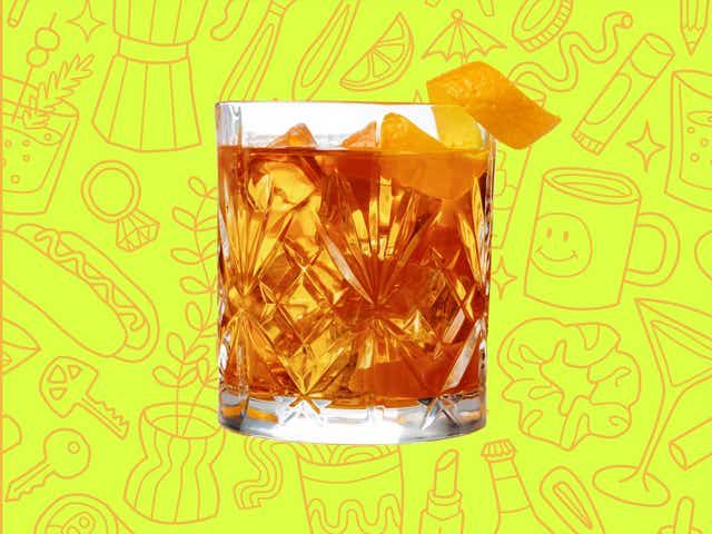 an old fashioned over an MD background