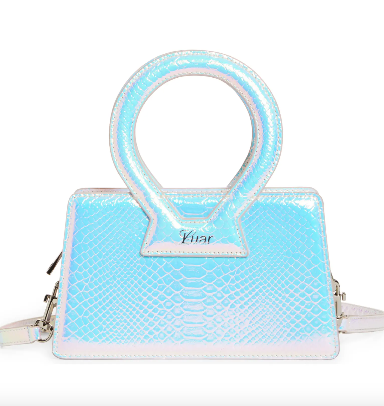 Luar Small Ana Embossed Python Top Handle Bag In Yellow,blue