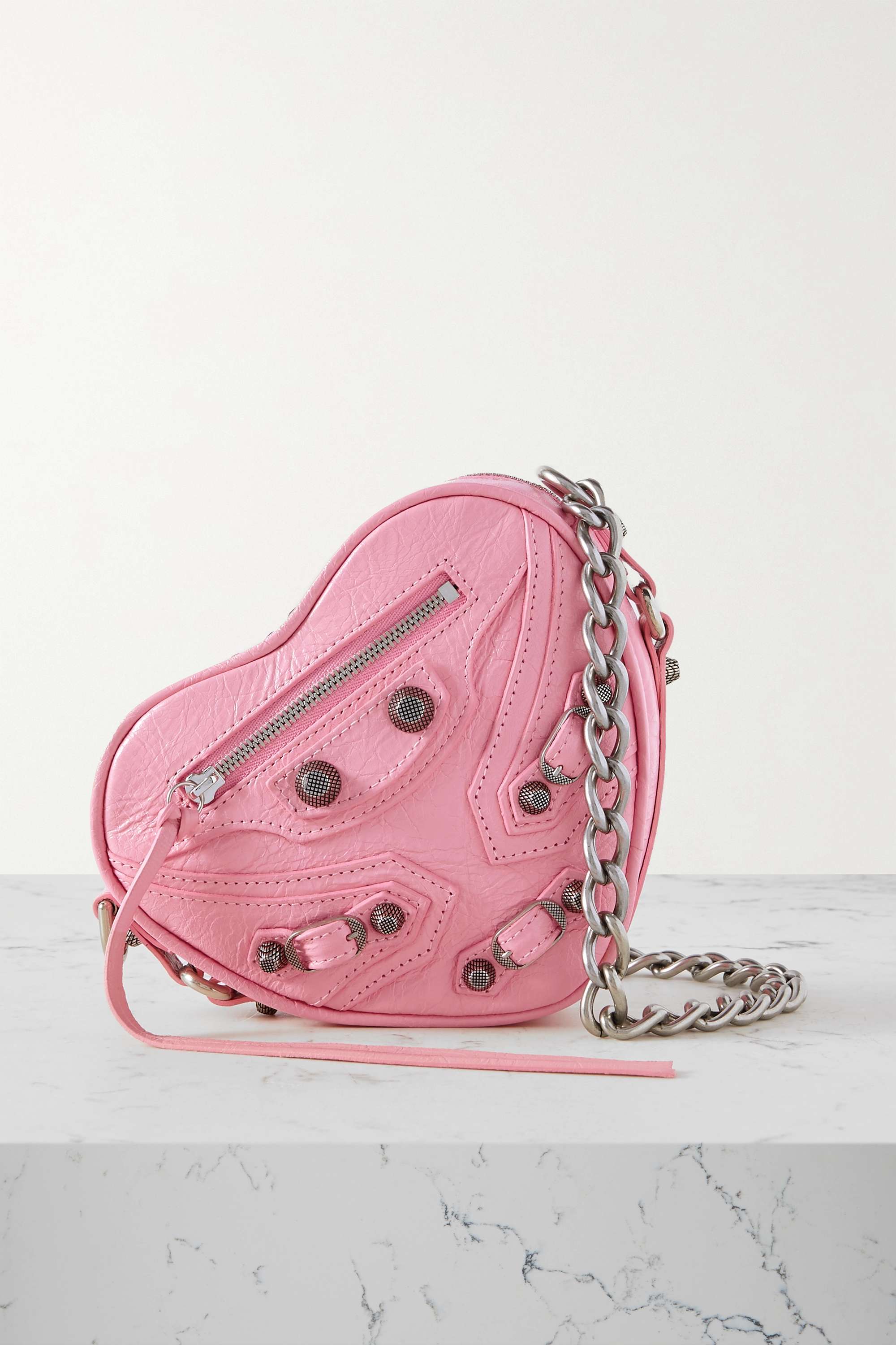 Balenciaga + Le Cagole Heart Crinkled-Leather Shoulder