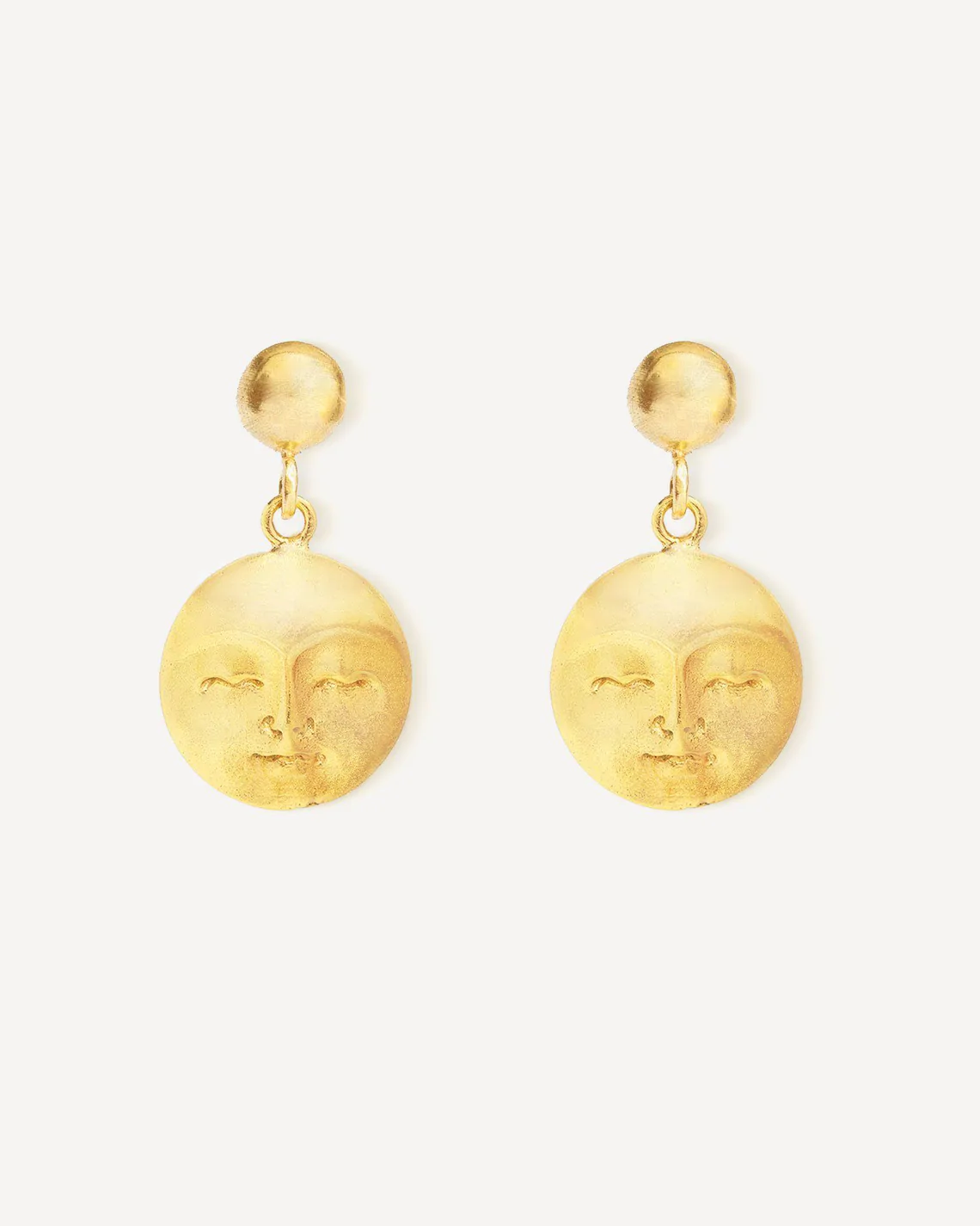 Ottoman Hands + Moon Face Gold Drop Earrings