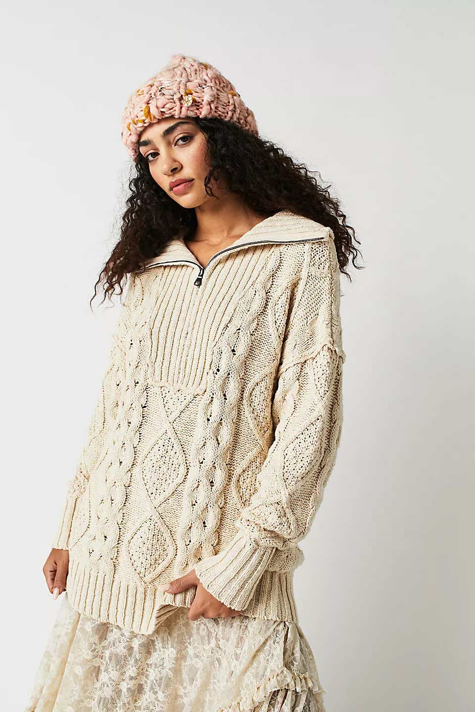 Free People Driftwood Cable Polo
