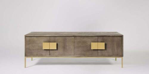Swoon Weaving Small Acacia Black Steel TV Stand