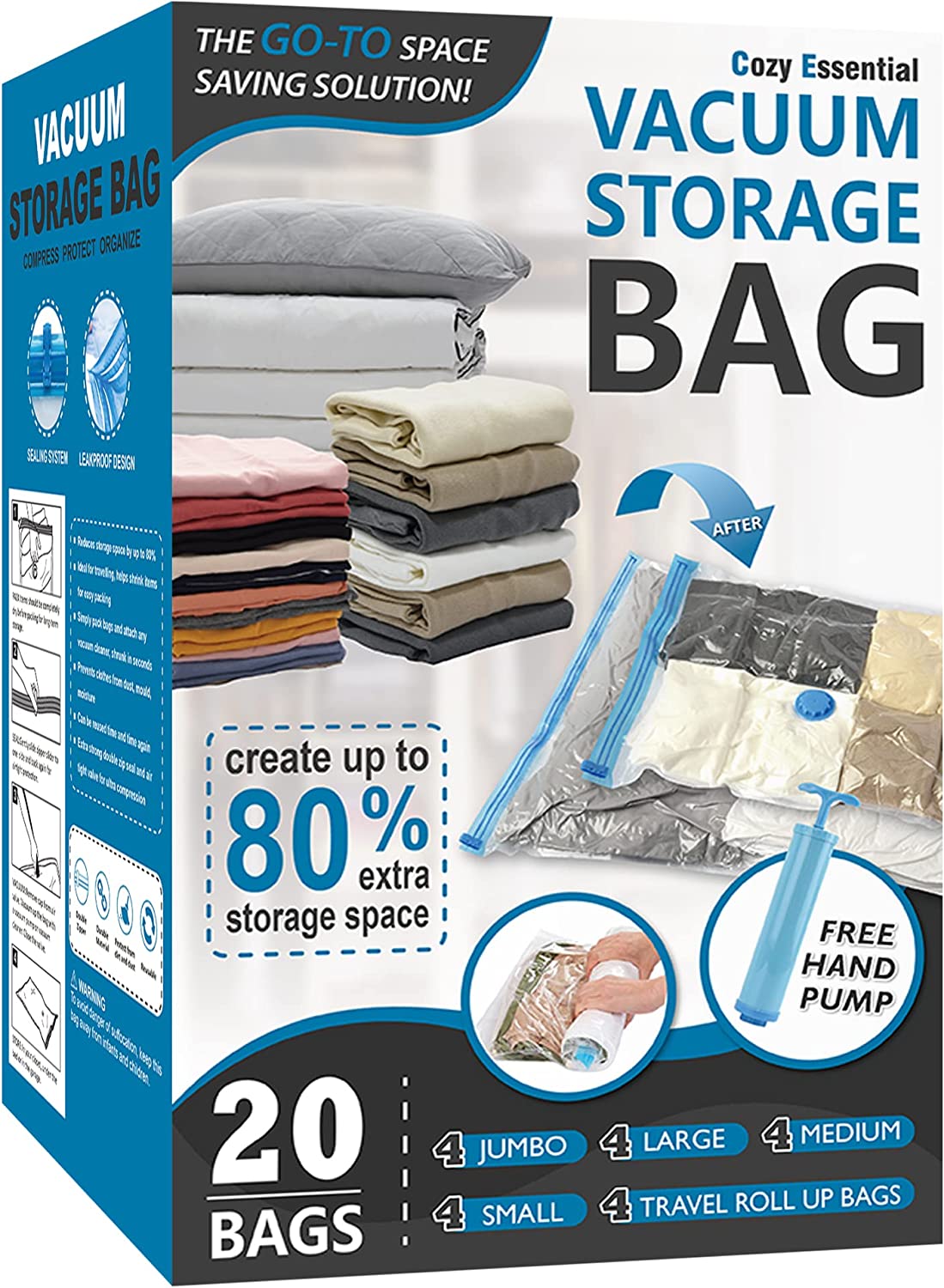 Cozy Essential + 20 Pack Vacuum Storage Bags