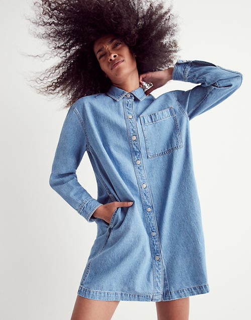 Madewell + Denim Oversized Shirtdress in Springvale Wash