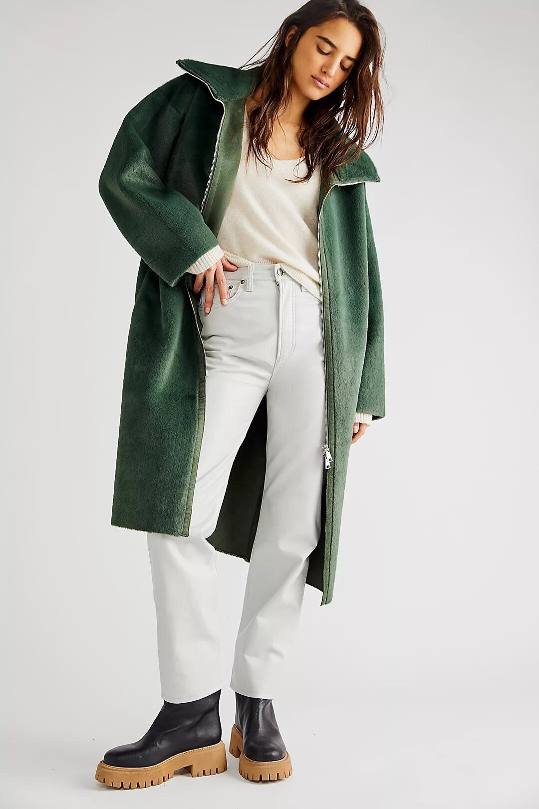 Free people on sale green coat