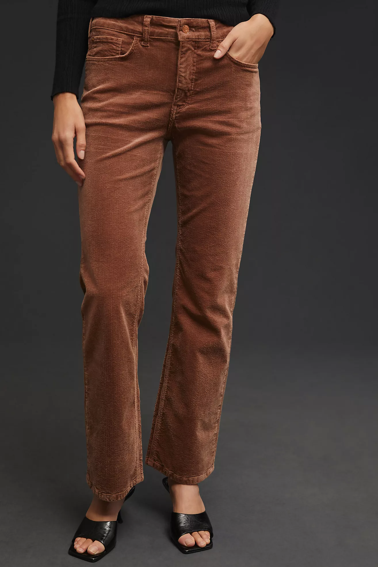 Pilcro + The Yaya MidRise Crop Flare Corduroy Jeans