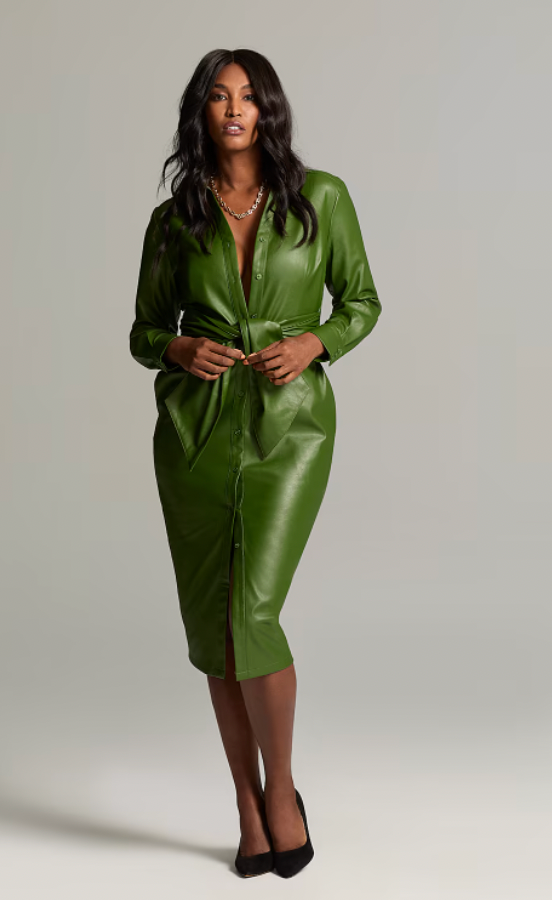 Gabrielle Union Collection Islande Faux-Leather Tie-Front Dress