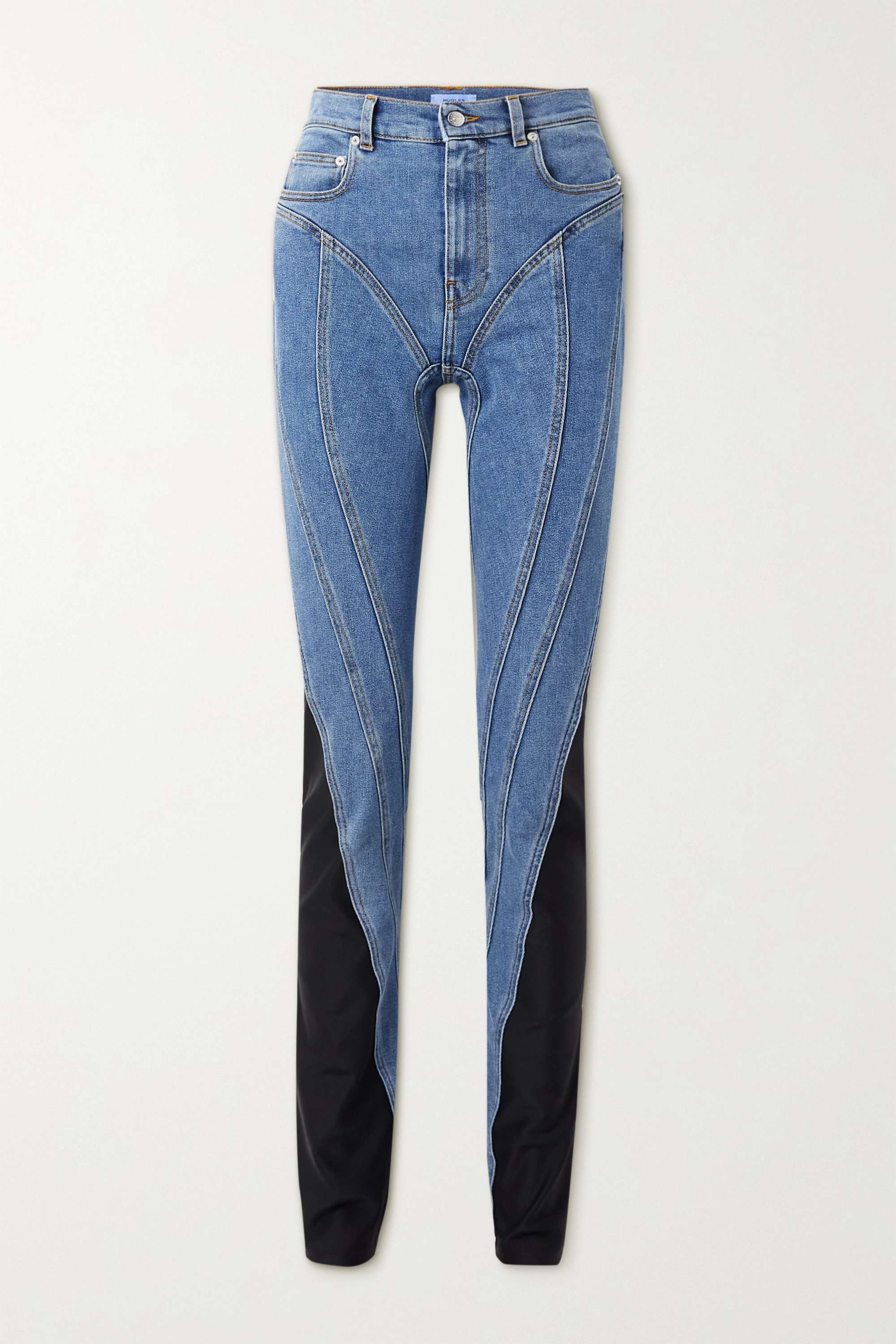 MUGLER ジーンズ Mugler + Stretch Jersey-Trimmed Skinny Jeans