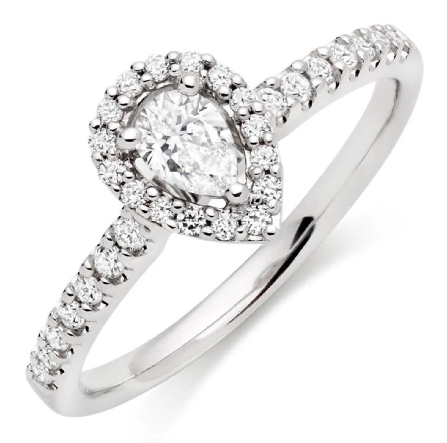 Beaverbrooks 18ct white gold diamond halo ring Outlet