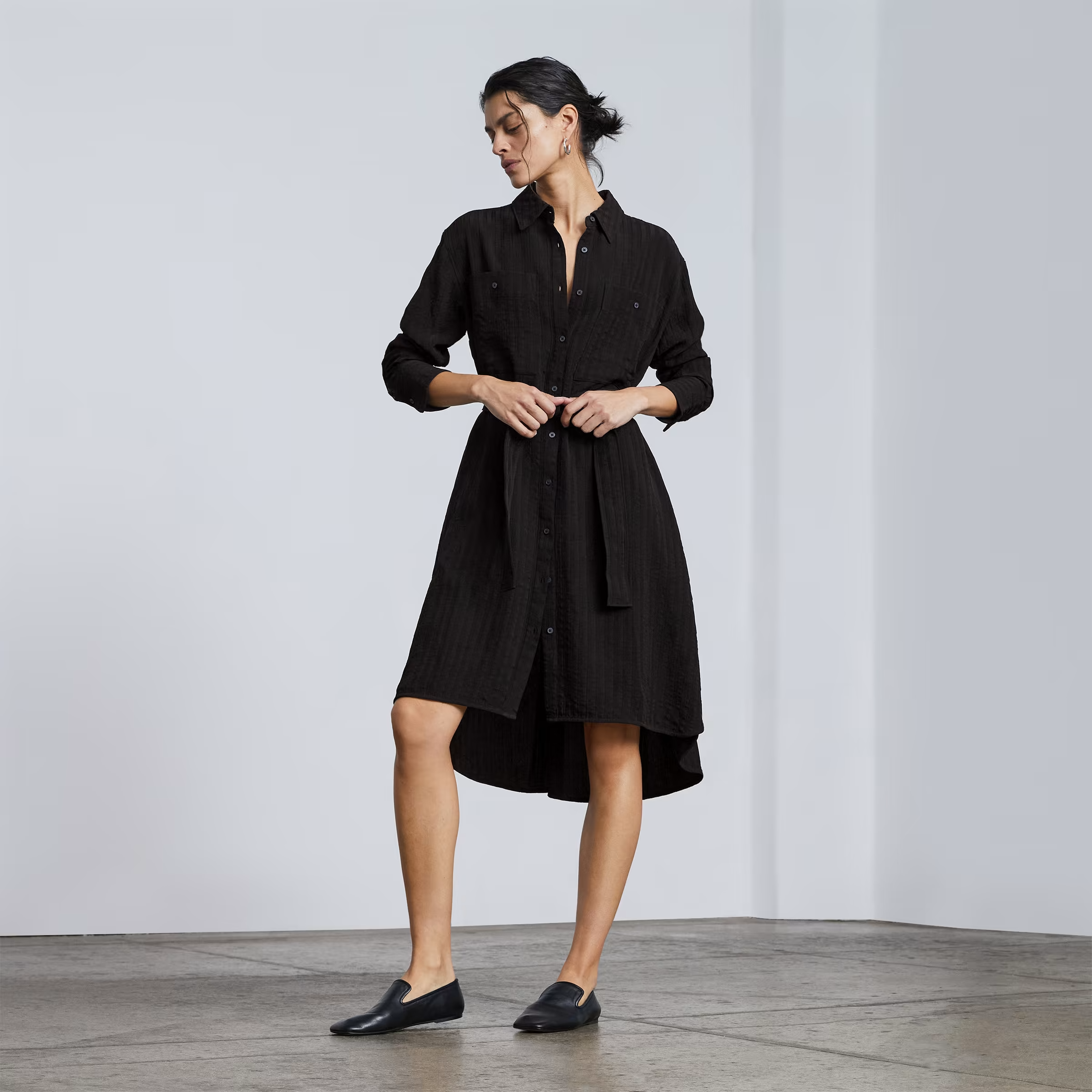 Everlane striped shirt dress shop