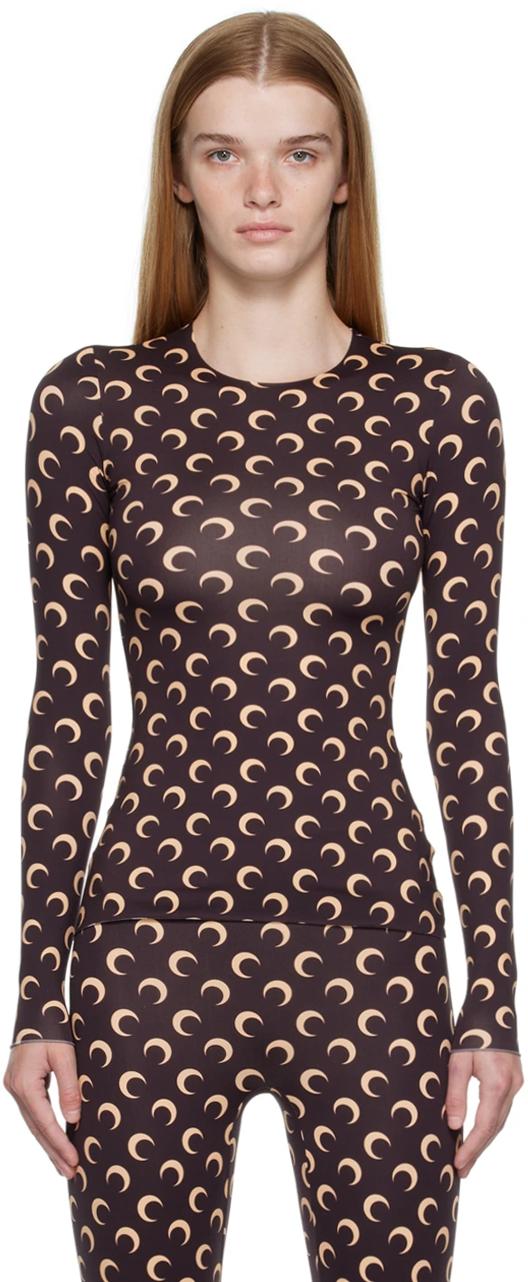 Marine Serre + Brown Second Skin Moon Long Sleeve T-Shirt