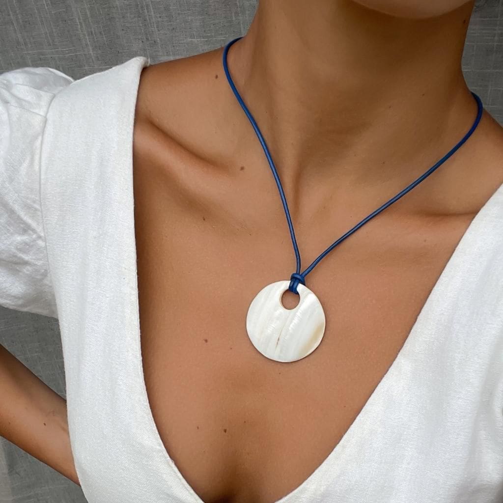 Bonito Jewelry + The Gisele — Mother Of Pearls And Leather Necklace