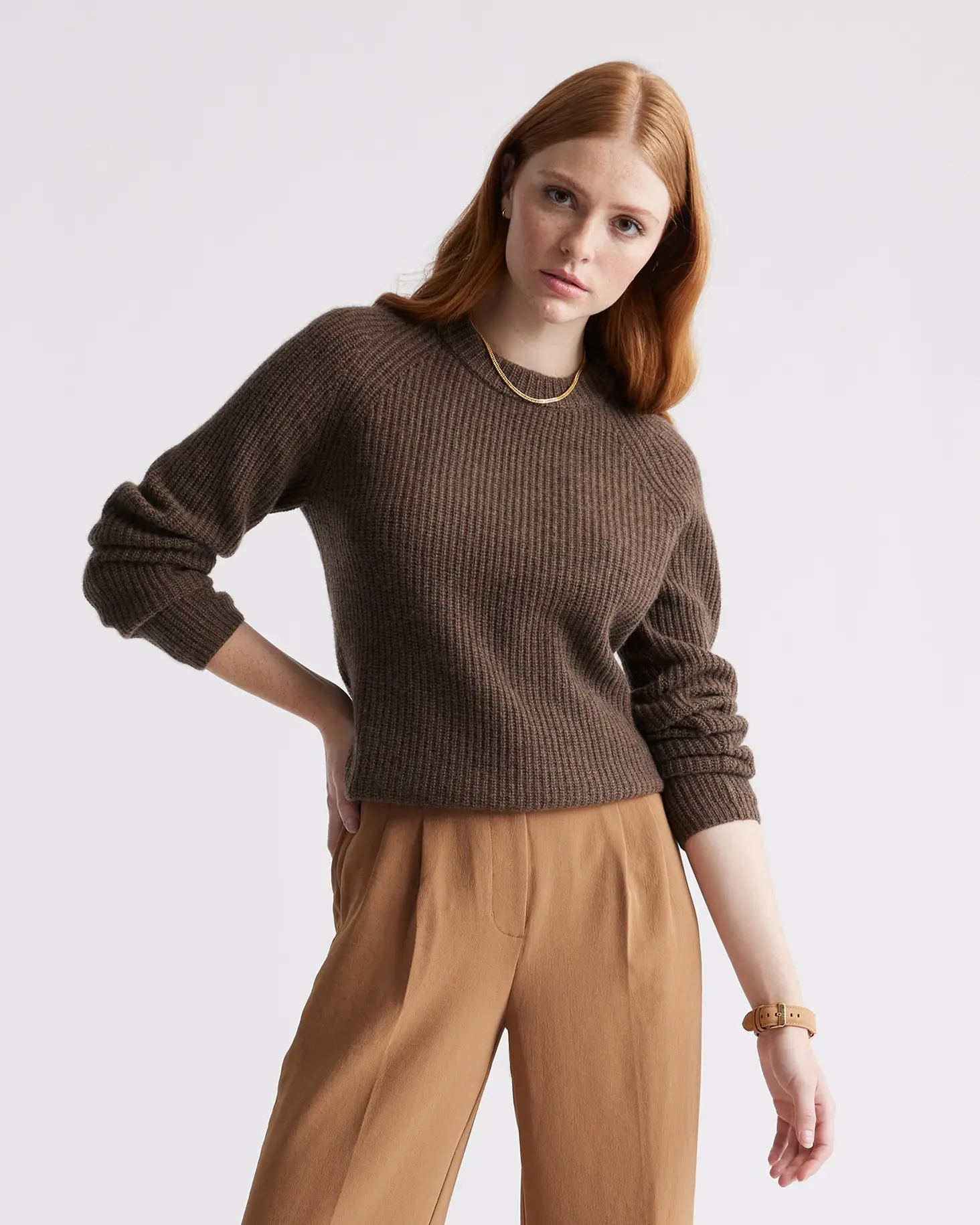 Quince + Mongolian Cashmere Fisherman Crewneck Sweater