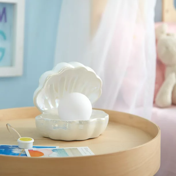 Your Zone + Mermaid Shell With Multi-Color Changing Pearl Table Lamp