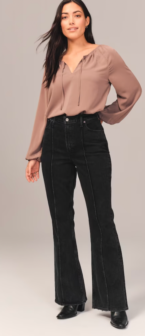 One Day At A Time Black High Rise Bell Bottom Jeans