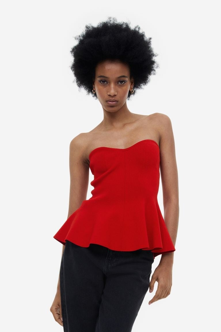 H&M + Rib-Knit Peplum Top