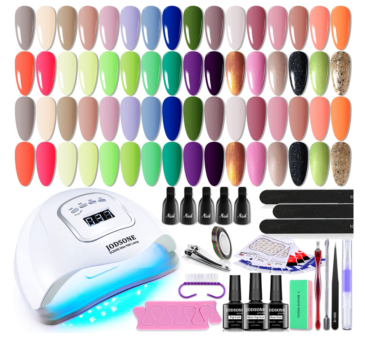 JODSONE + 32 Colors Gel Nail Polish Kit with UV Light