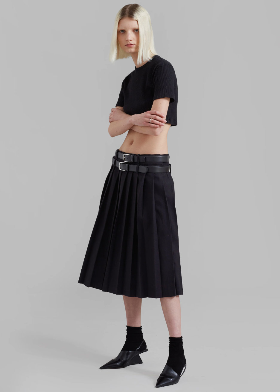 The Frankie Shop + Belted Pleated Skirt