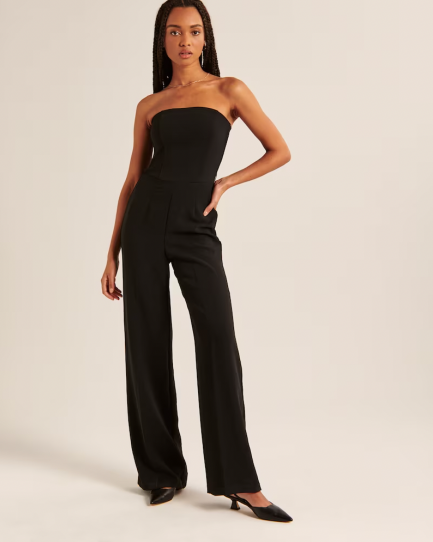 Abercrombie & Fitch + Strapless Premium Crepe Jumpsuit