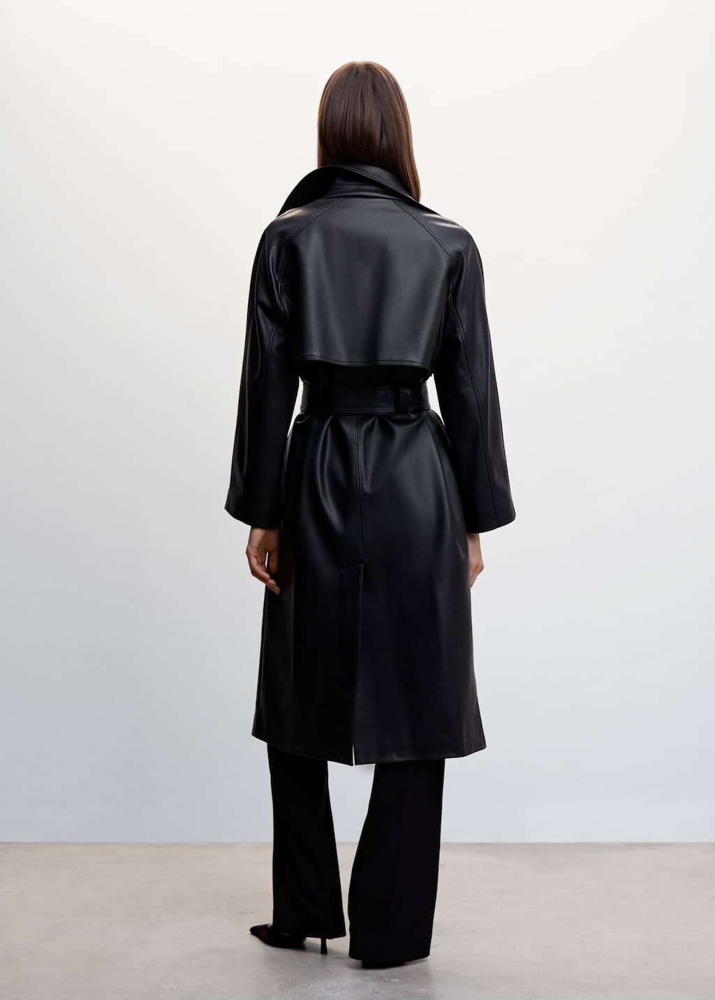 Mango + Oversize Leather-Effect Trench Coat