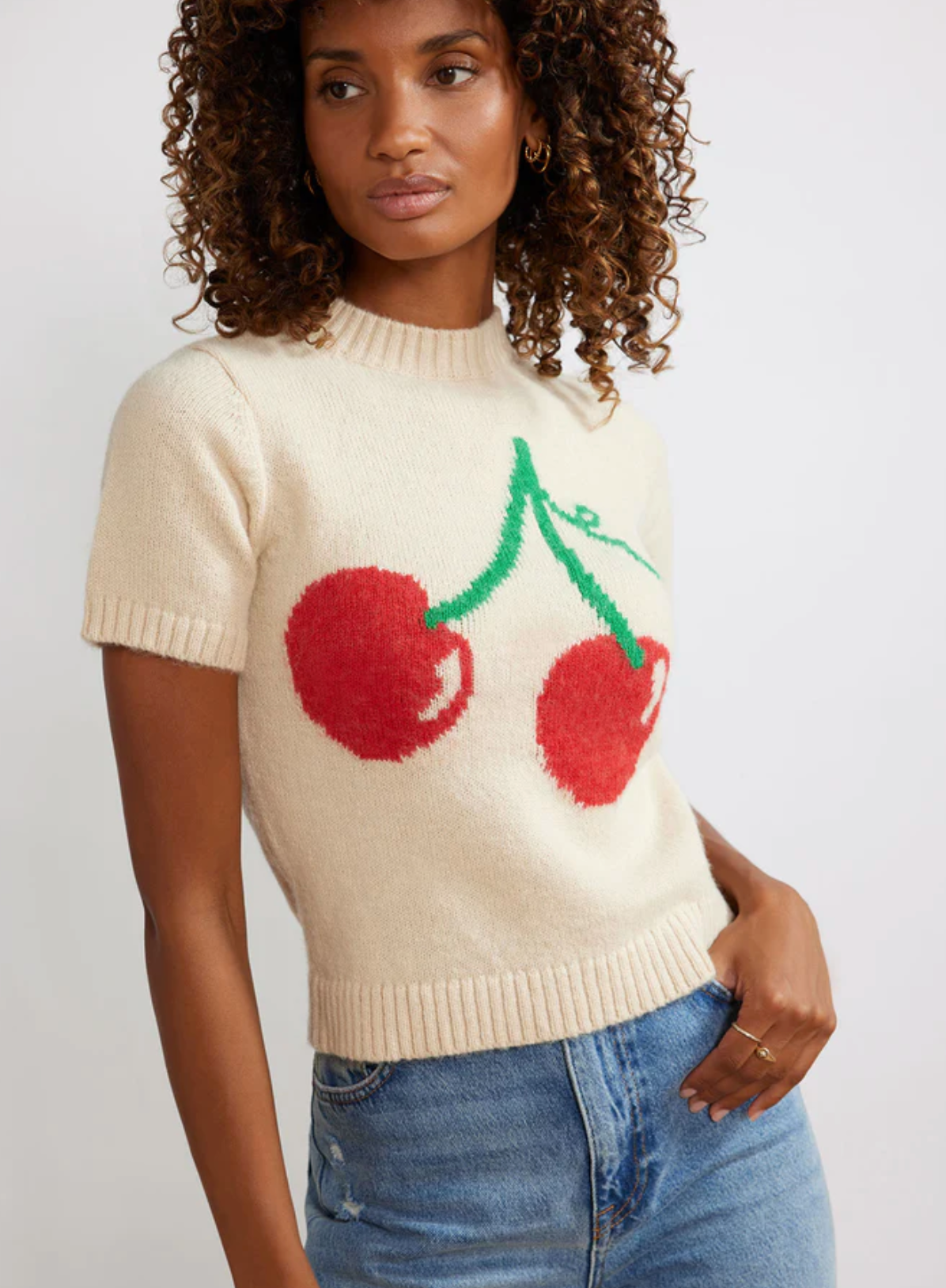 Kitri Ara Cherry Short Sleeve Sweater