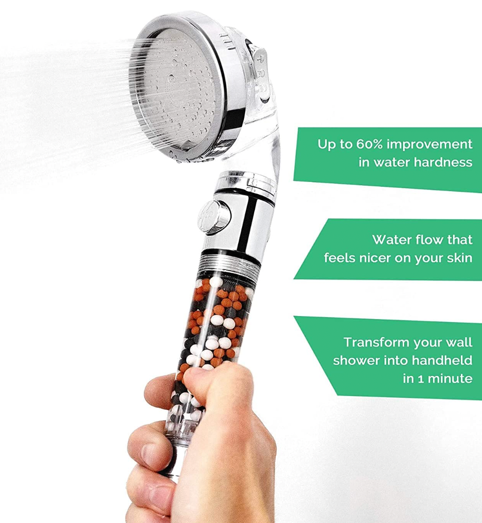 StoneStream + High Pressure & Water Softener Filtered Handheld Shower Head