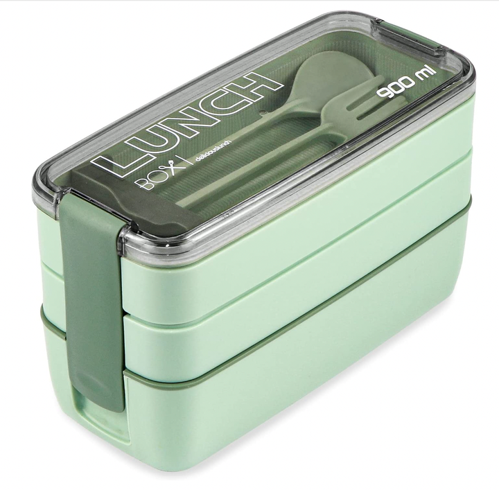 Stacking Bento Box Lunch Box with 3 Layer Sealed Compartments Leak