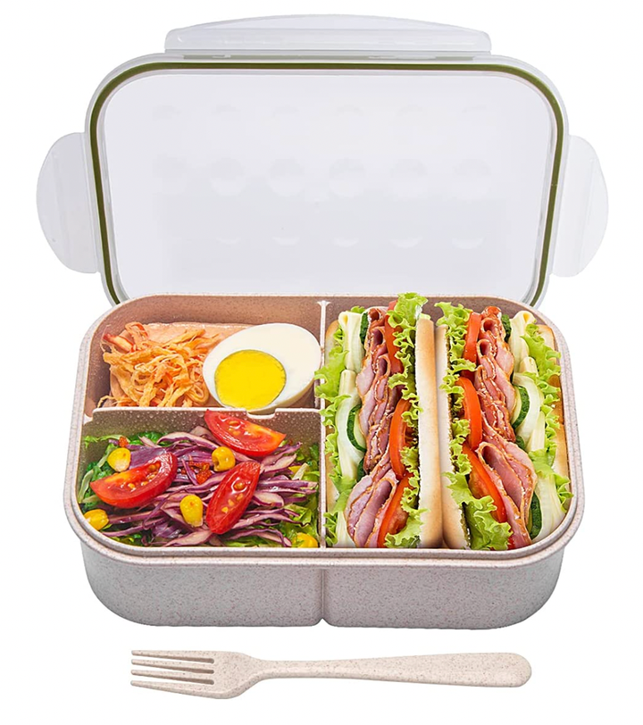 Portable Lunch Box, Bento Box With Compartments & Sauce Box