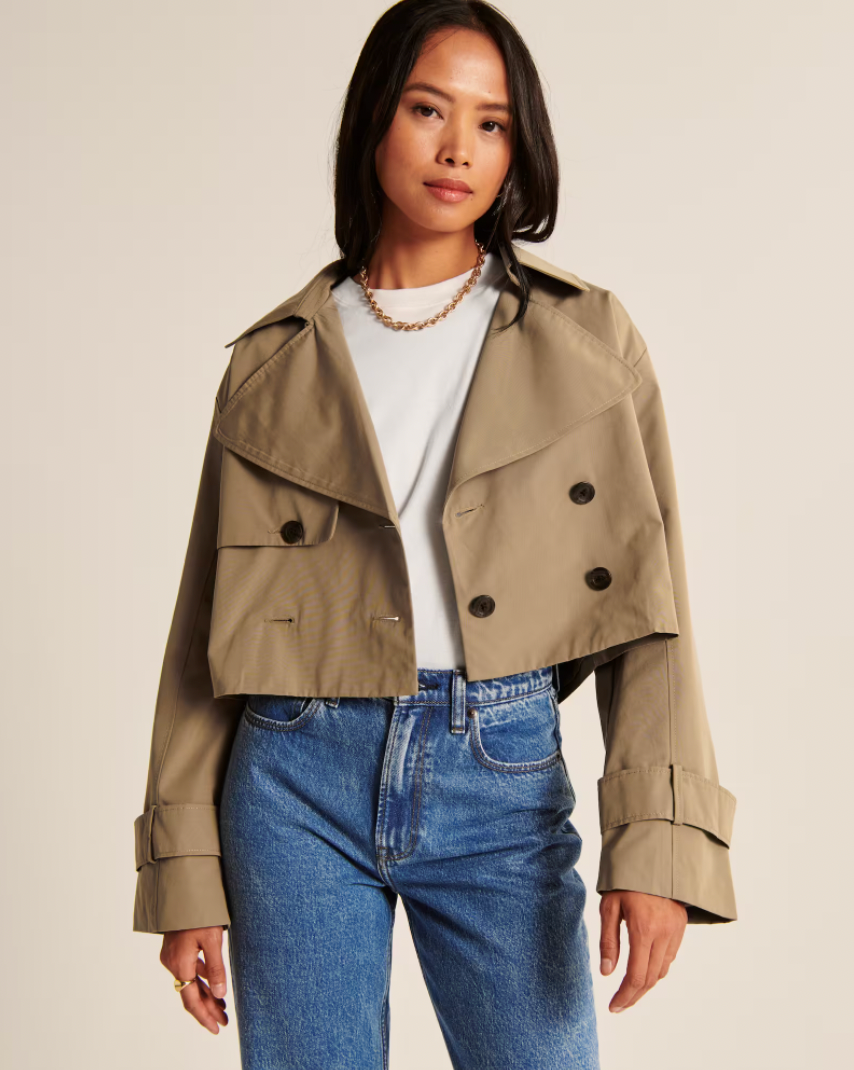 Abercrombie & Fitch + Cropped Trench Coat