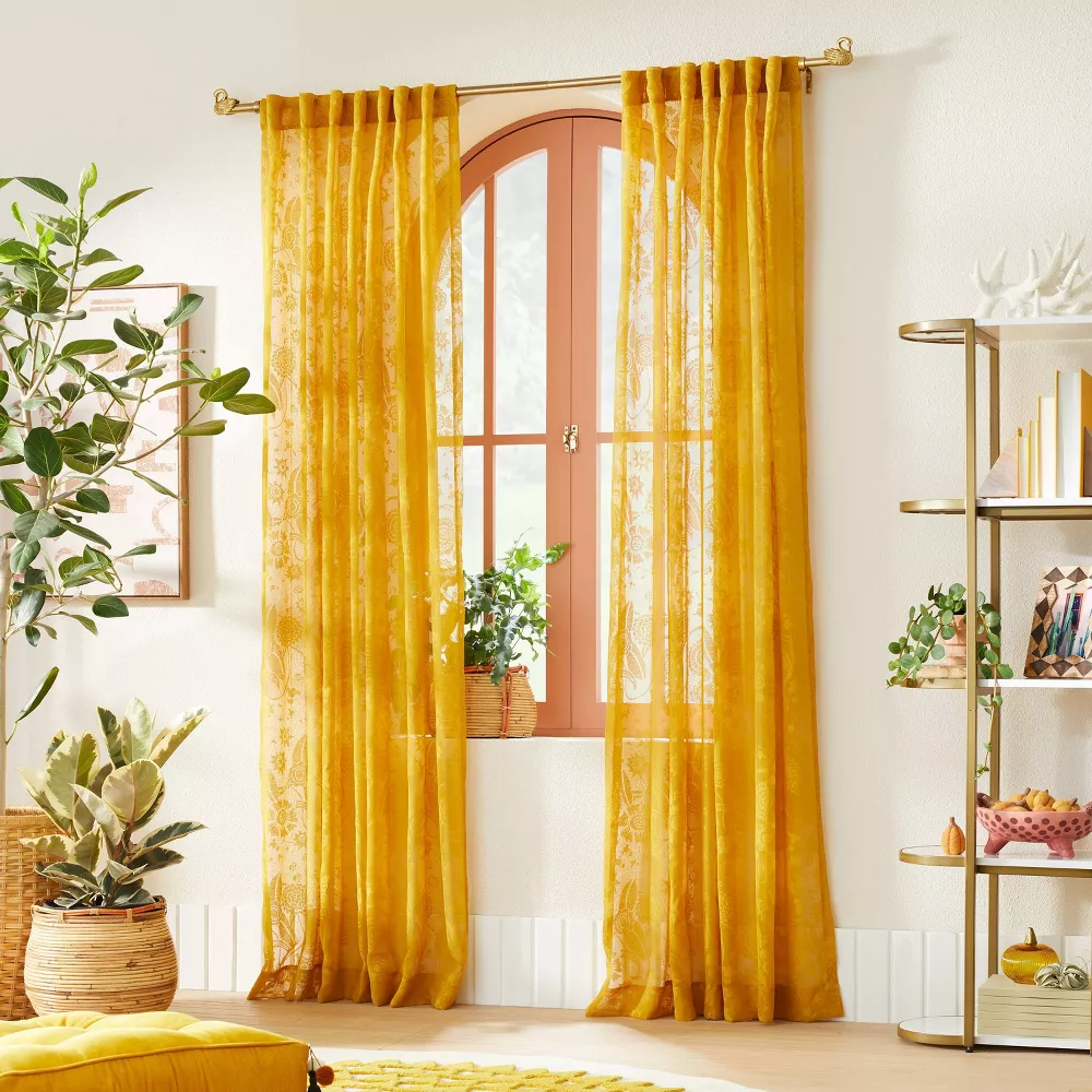 Opalhouse x Jungalow + 1pc Sheer Idris Printed Burnout Window Curtain
