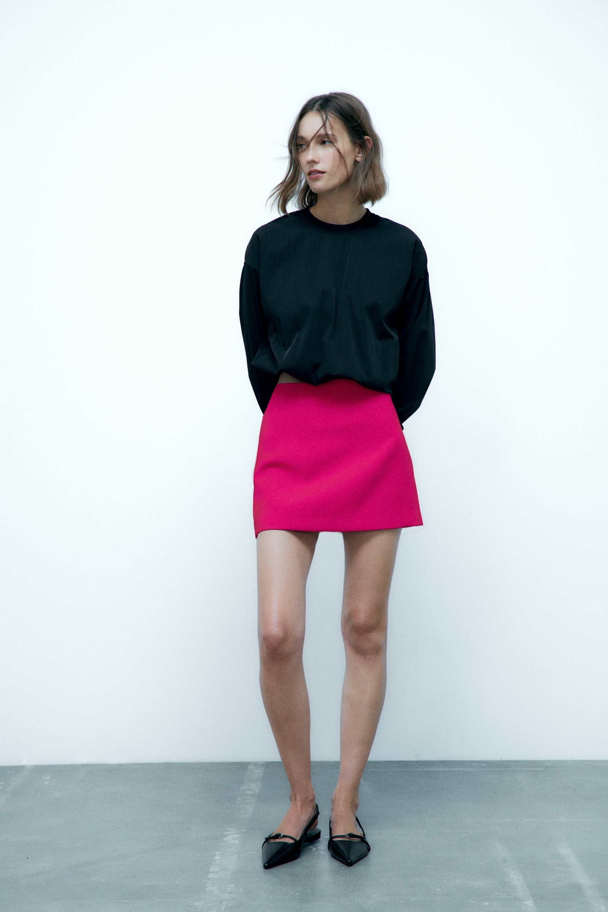 Zara black sales high waisted skirt