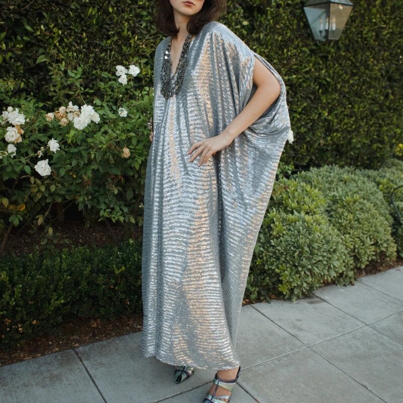 Jennafer Grace + Platinum Sequin Kaftan Dress