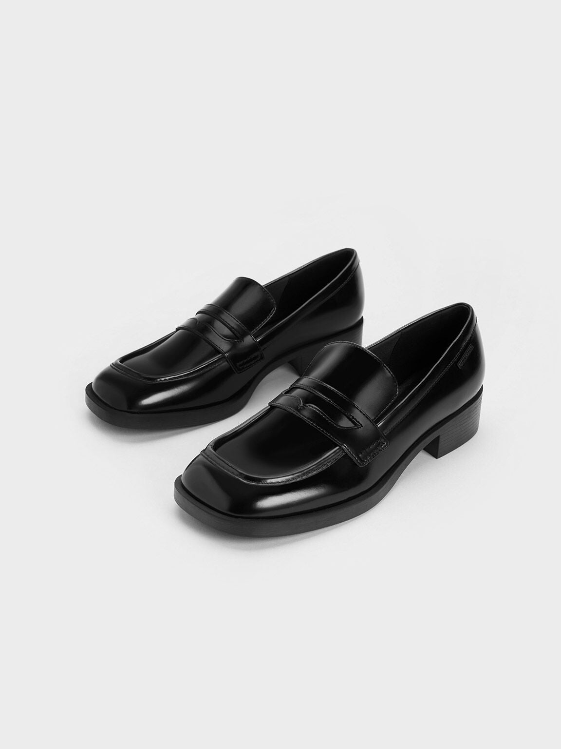 Charles & Keith + Cut-Out Penny Loafers – Black