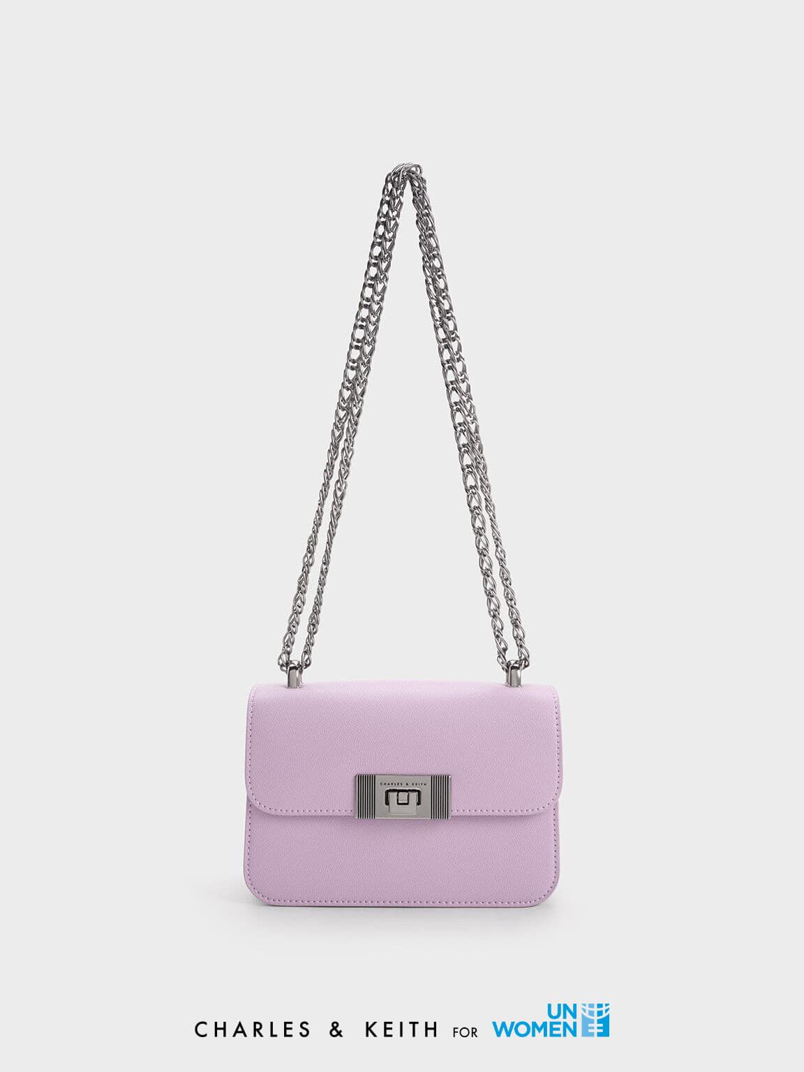 Charles & Keith Women's Tweed Chain Strap Bag