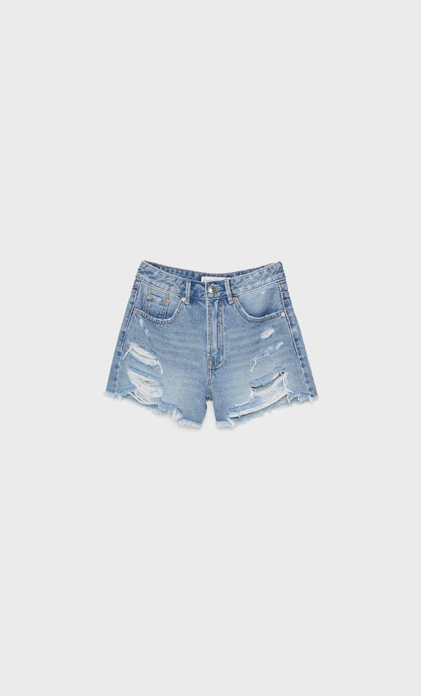 Stradivarius + Ripped Denim Shorts