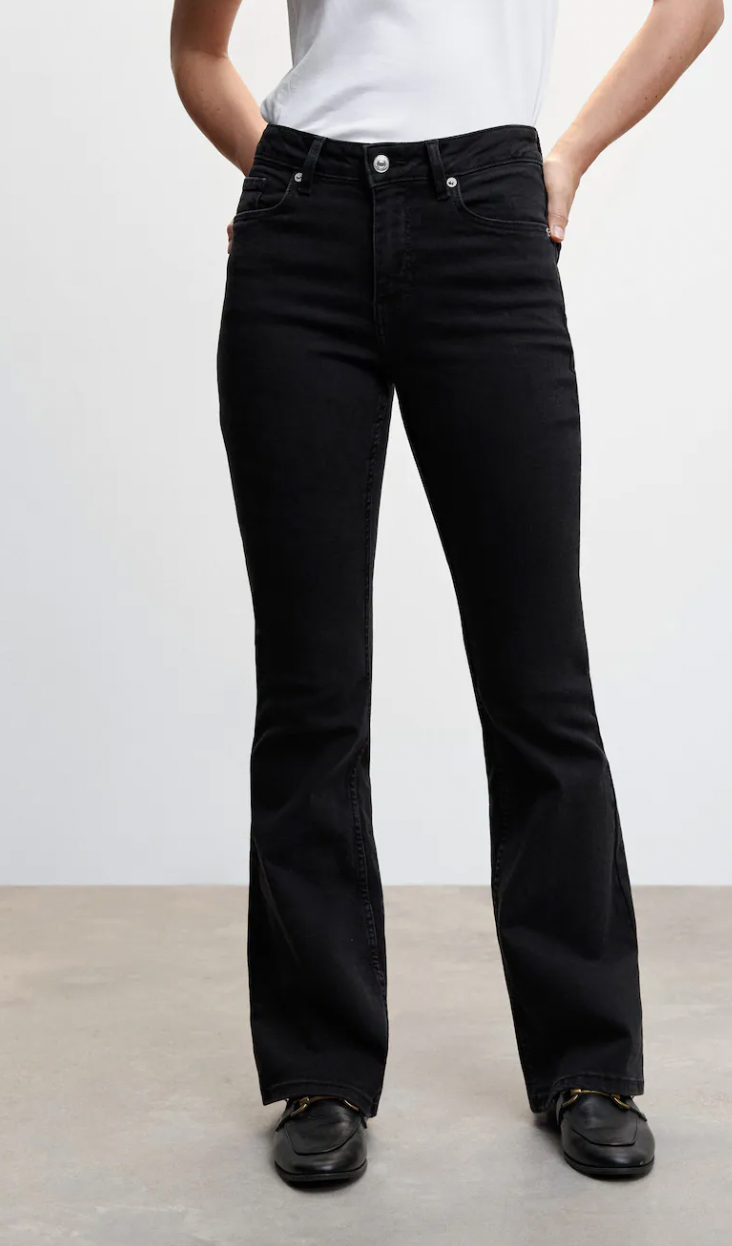 Mango + Medium-Rise Flared Jeans