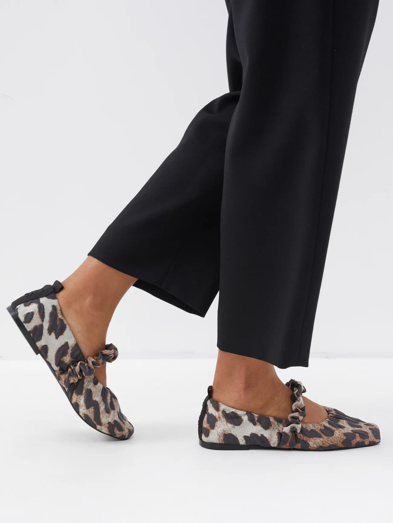 Ganni Scrunchie leopard print ballet flats